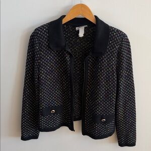 🧶 Vintage Mita Multicolor Knit Cardigan with Black Trim
Fits Like a Medium